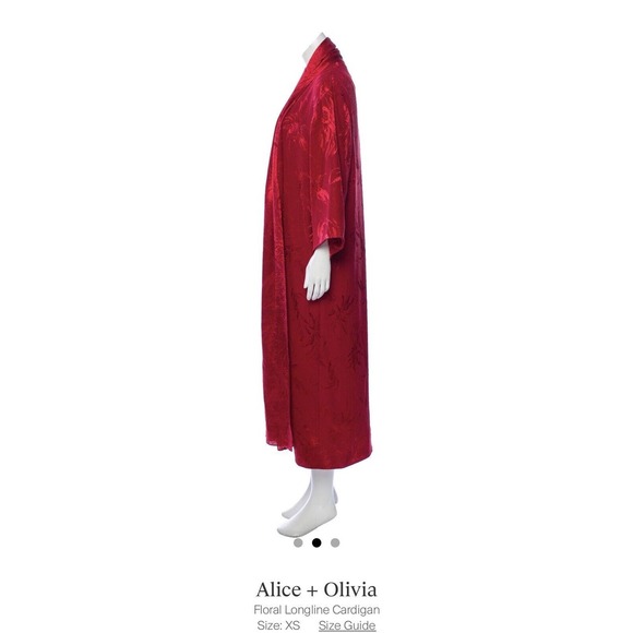 ALICE + OLIVIA Kimono Duster (Size S/M) Red Floral Embossed Sliky Fabric Oversiz - Picture 3 of 4